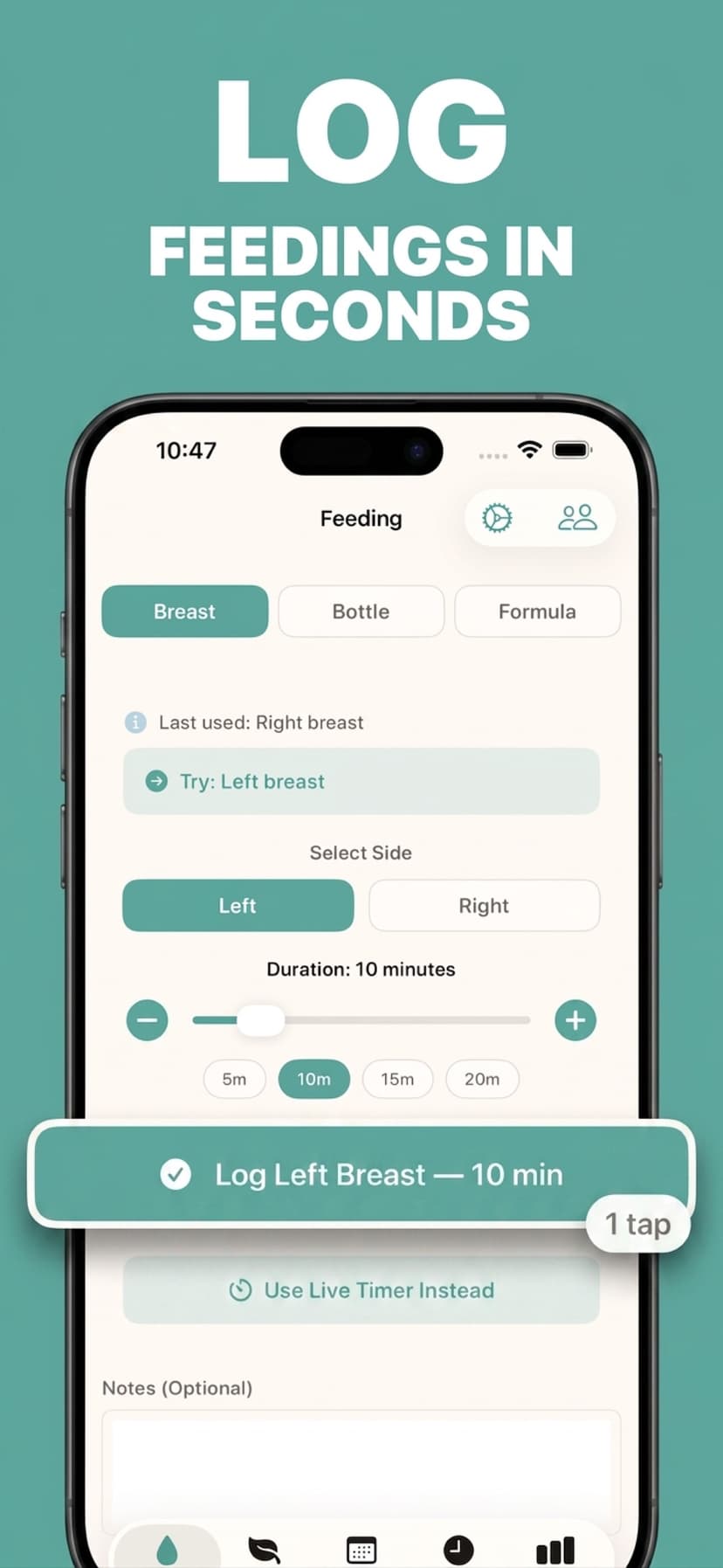 Mommy's Log - Log Feedings